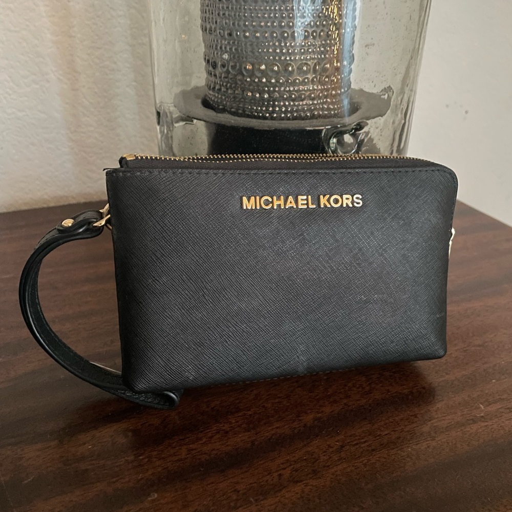 Michael Kors large Black double Gsset Wristlet
